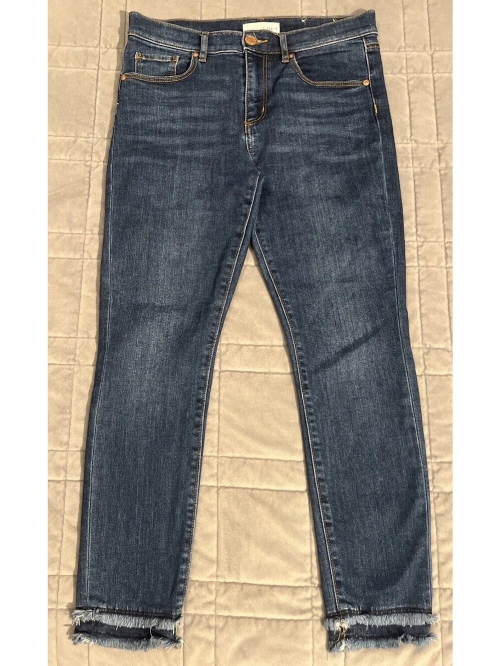 Loft Women’s Mid Rise Modern Skinny Jeans Sz 6P/28 Stretch Distressed Dark Wash